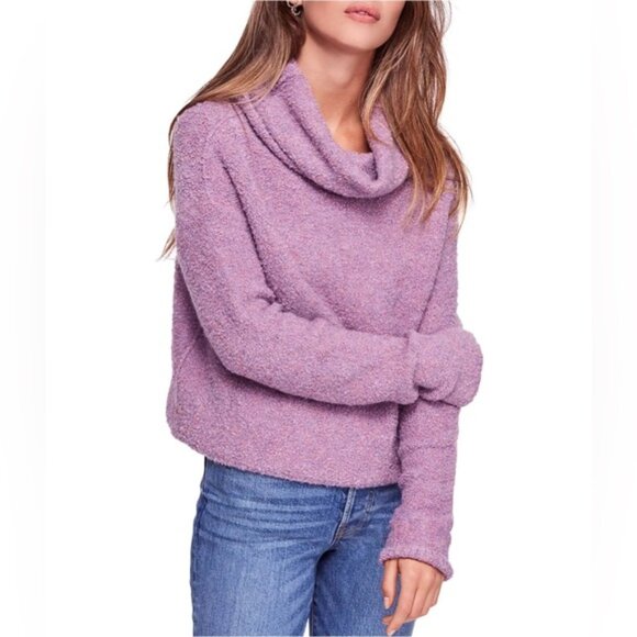 Free People WOOL/ALPACA Blend Stormy Cowl Neck Cropped Pullover‎ Sweater SMALL - Picture 1 of 16